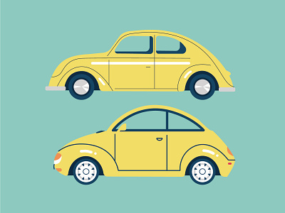 Beetle evolution cars clean drawing illustration vector