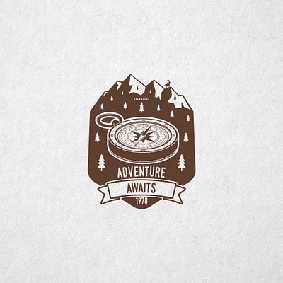 Adventure awaits 🧭 adventure badge camp compass design logo mountain outdoor patch