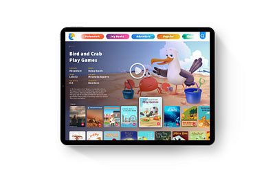 Children's book reading app 2020 app branding clean clear school school app training ui ux