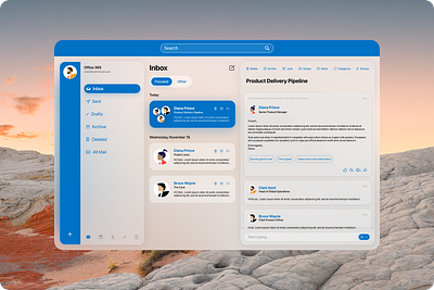 Outlook for macOS Big Sur app apple bigsur blur design email illustration macos microsoft microsoft office office365 outlook translucency ui ux