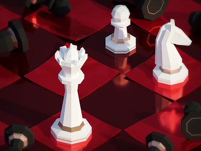 Chess Tournament 3d blender chess illustration isometric low poly metal paper plaster texture