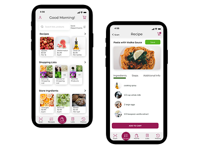 My Daily Nosh App Screens app design ui