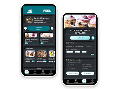 Blu Cakes Dark Mode Screens app branding design ui