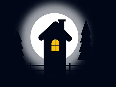 Au loin, la pleine lune illustration art