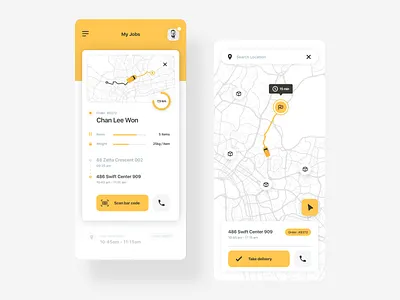 Changing the way the goods move in cities - CarPal app branding city design flat fleet logistics logo map minimal mobile statistics ux yellow