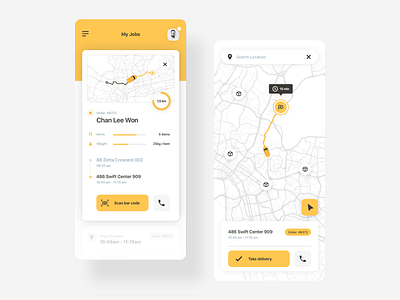 Changing the way the goods move in cities - CarPal app branding city design flat fleet logistics logo map minimal mobile statistics ux yellow