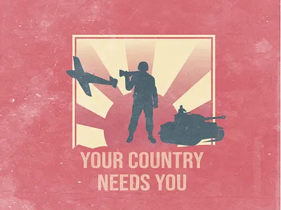 Your Country Needs You art branding design flat graphic design icon illustration illustrator logo minimal poster propagandaposter red soldier vector vintage vintage design vintage logo vintage paper vintage posters