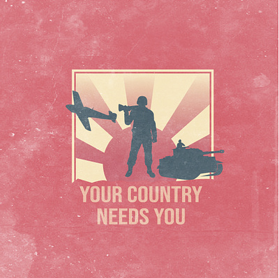 Your Country Needs You art branding design flat graphic design icon illustration illustrator logo minimal poster propagandaposter red soldier vector vintage vintage design vintage logo vintage paper vintage posters