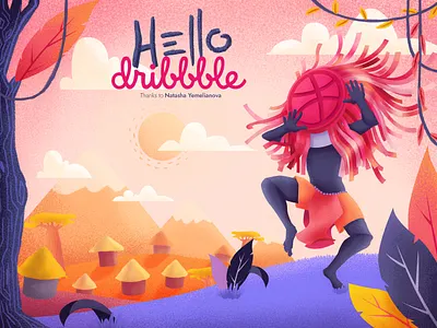 Hello Dribbble ! hello dribbbble illustration invite shot thanks typography vector