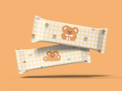 Bear candy packaging animal art bear candy cute design flat icon illustration logo orange packaging pattern photoshop poster present vector yellow