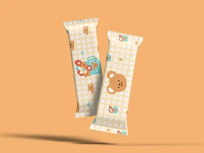 More bear candy package aniamlas anima animal art atmosphere bear bear logo candy cute design flat flatdesign illustration logo minimal orange vector yellow