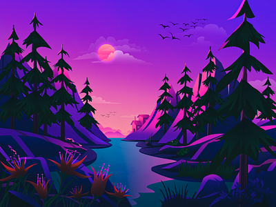 Mystery adventure art print banner illustration digital art environment forest hero section illustration homepage illustration illustration landing page illustration landscape illustration magazine cover morning mountain nature illustration nft illustration poster travel vector illustration website illustration