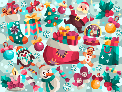 Presents collection art artist artwork cartoon cartoon illustration coloringbook digital digital art digital painting digitalart drawing flat illustration merry christmas new year santa vector vectorart