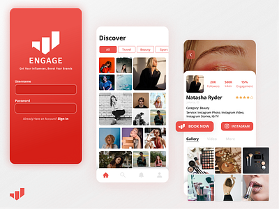 Engage Mobile Apps - Influencer Market designinspiration figma indonesia influencers mobile ui mobileapp uidesign uiuxdesign uxdesign