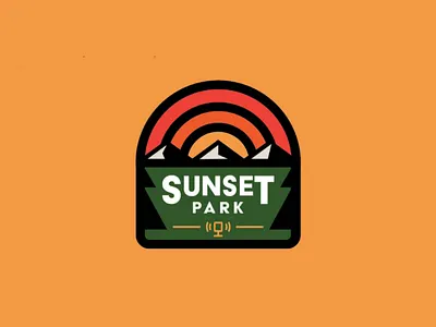 Sunset Park Podcast badge badge design brand brand design brand identity branding design graphic design identity identity design logo logo design logo mark media mountain nature park podcast sunset trees