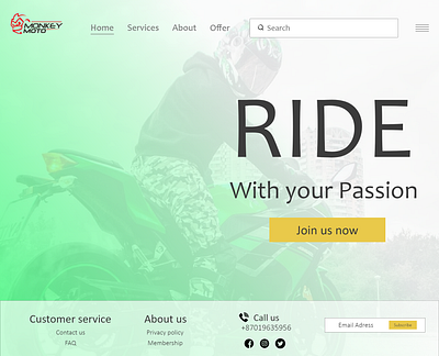 Moneky moto Landing page landing page ui ux