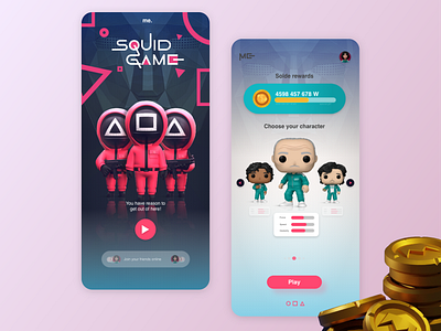 Squid Game app app design branding crypto design graphic design illustration landing page landingpage logo nft nft art nft design productdesign squidgames ui ui ux ux website website design