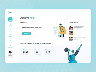 Donation App Dashboard admin app dashboard design desktop donation empty state interface metrics ui ui design ux web