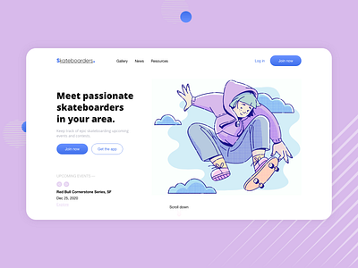 Skateboarders. Landing Page colorful design illustration minimal ui ui design uxdesign