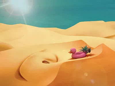 Vortex c4d illustration landscape rubber duck