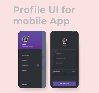 Progile UI for mobile App app design branding design minimal mobile app neumorphic design profile ui uidesign user experience userinterface