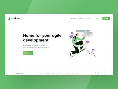 Sprintup landing page agile app app design development goal green illustration interface landing page product product design purple sprint tool ui ui design ux ux design web website