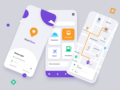 Place Finder Mobile Application-UX/UI Designer adobe xd branding clean concept creative design 2020 dubai designer findplace icons illustration location minimal mobile mobile app mobile ui mobileapp mobileapplication mobileui place finder uxui