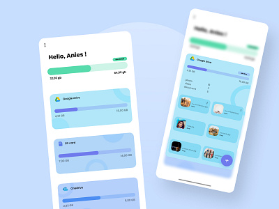 Kolong - Management cloud storage app app blue blur design dribbble file manager green mobile simple typography ui uiux uiuxdesign ux