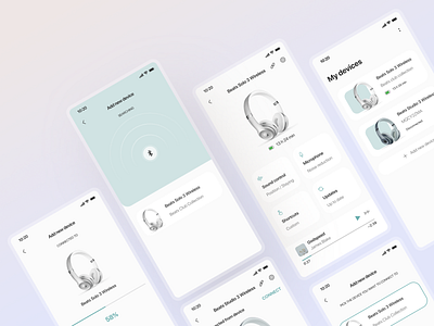 Headphones app concept bluetooth bluetooth connection clean interface headphones ios app design minimal pair pairing setup ux ui design