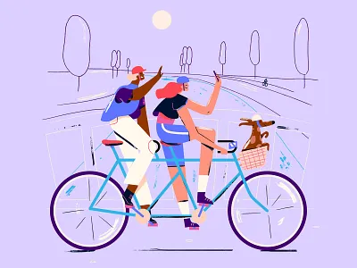 Sunday's be like bike characterdesign dog illustration sunday tandem tandem bike