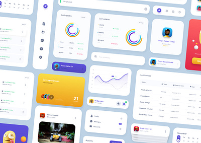 Web UI Kit card design card view chart minimal profile remote working slide menu table task time manegement ui ui design ui kit uiux uxdesign