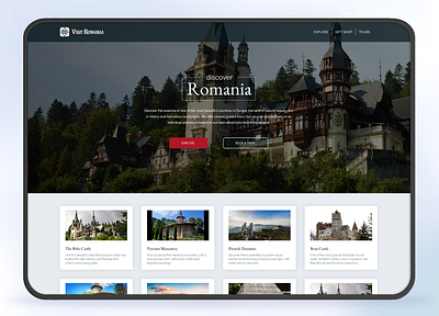 Visit Romania - concept design shot branding dark design landing page ui ux webdesign