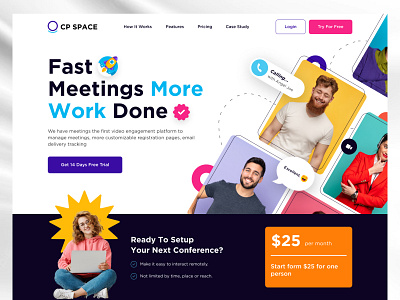 Virtual Meeting Activity - Landing Page augmented collaboration conference cpdesign creativepeoples hangout landing page meeting meetings online meeting skype trending video meeting virtual call virtual meetings vr web web design workspace zoom call