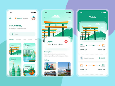 Travel App Design adventure app booking clean destination flight holiday illustration journey map mobile ui service ticket tourism tourist travel trip ui design ui ux vacation