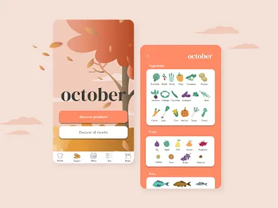 October season products app design flat graphic design icon illustration illustrator minimal ui vector