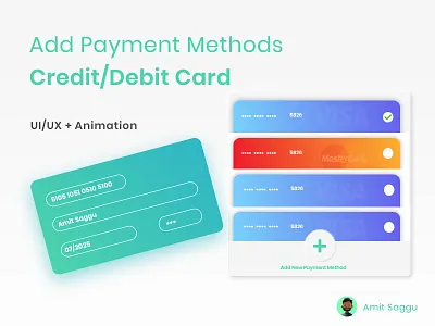 Add Payment Method UI/UX + Animation | App Design application branding challenge daily design giveaway illustration