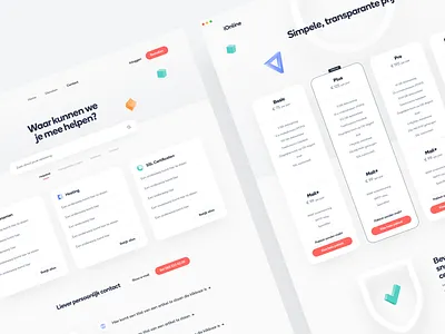 iOnline Screens clean design clean ui fresh geomatric hosting hosting service modern design radius rounded rounded corners shadows shapes ui design ux ui