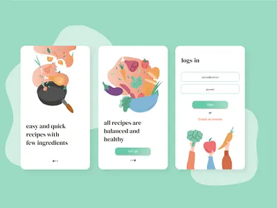 Healthy food app design flat graphic design illustration illustrator minimal ui vector