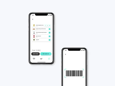 Shopon - pay&go accessibility app barcode checkout colorful design list minimal payment supermarket turquoise ui ui design ux
