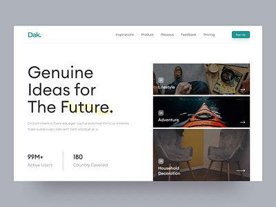 Dak. Web UI exploration adventure color concept concept design decoration featured furniture header hero household landing page lifestyle typogaphy web app web design website