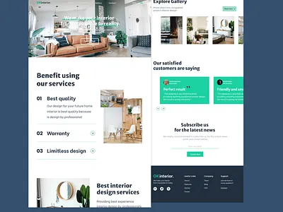 OKinterior - Landing Page design adobe xd concept design interior landing page design landingpage ui webdesign website