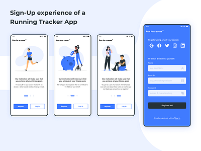 Sign up experience of a Running Tracker App dailyuichallenge fitness signup ui ux