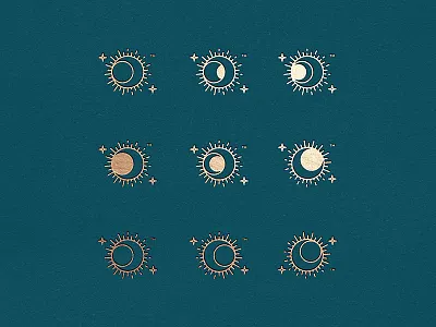radiant geometric illustration logo minimal modern moon negative space simple space stars sun vector