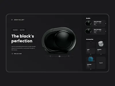 Devialet black Reactor redesign black design devialet experience flat hifi minimal product design reactor redesign ui ux vector web