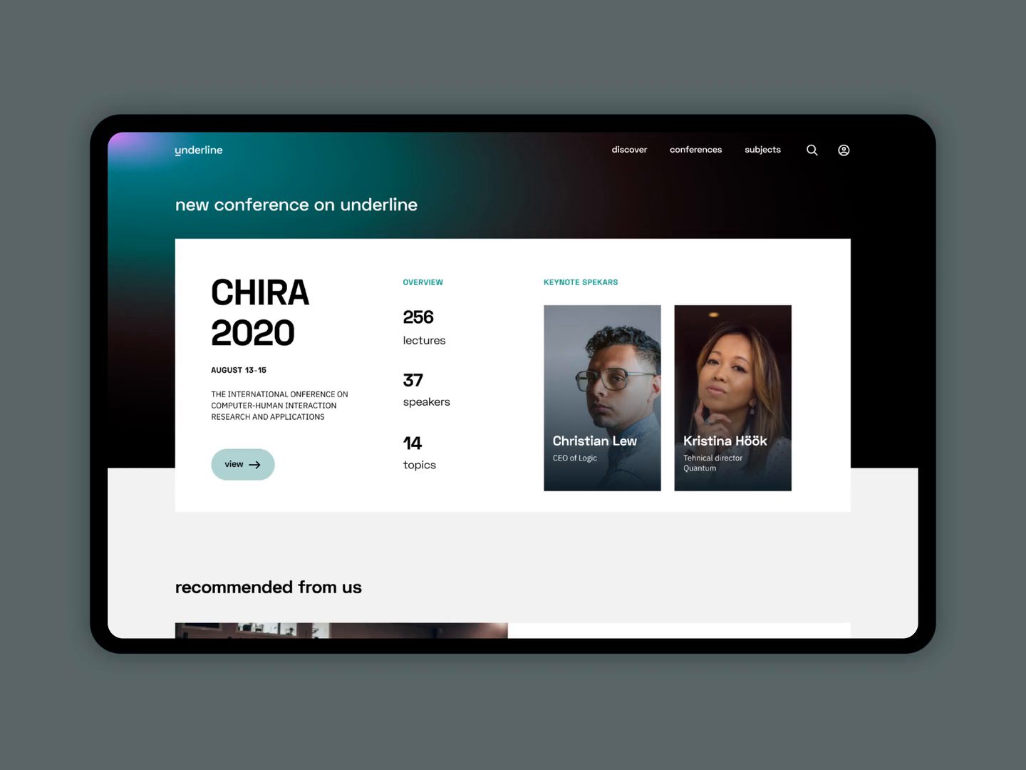 Example of underline discover page
