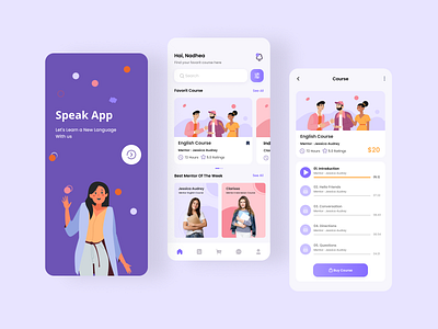 Speak App (Language Course) app app design course course app education app language language app language learning learning app mobile app online online course online courses startup students study ui ux