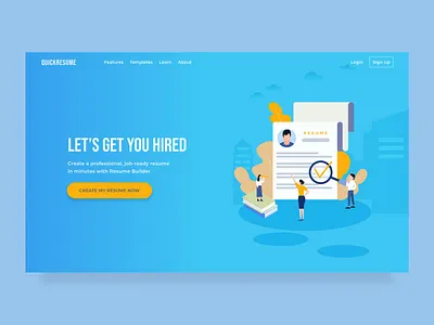 Resume Builder Website clean clean ui design illustration landing page minimalist resume resume builder ui ux