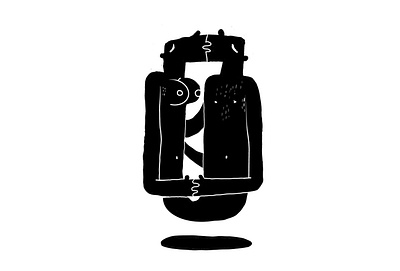 Jilet / Razor blade black blade characters digital illustration drawing ink linocut painting razor