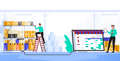 warehouse clerk checks storage items clerk flat flat design flat design flat designs flat illustration flatdesign flatdesigns flatillustration inventory storage warehouse warehousing