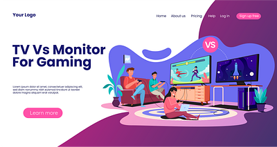 tv vs monitor for gaming flat flat design flat design flat illustration flatdesign flatillustration landingpage vector vector art vector illustration vectorart vectors